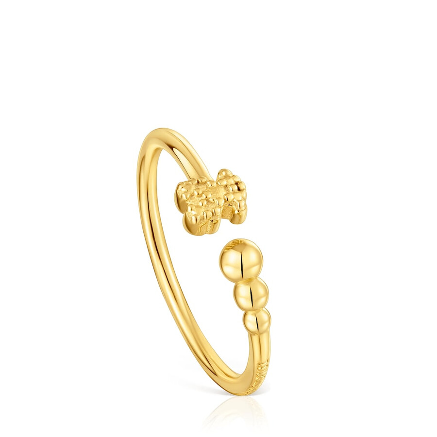 piccolo anello aperto con placcatura in oro 18kt su argento e motivi tous grain