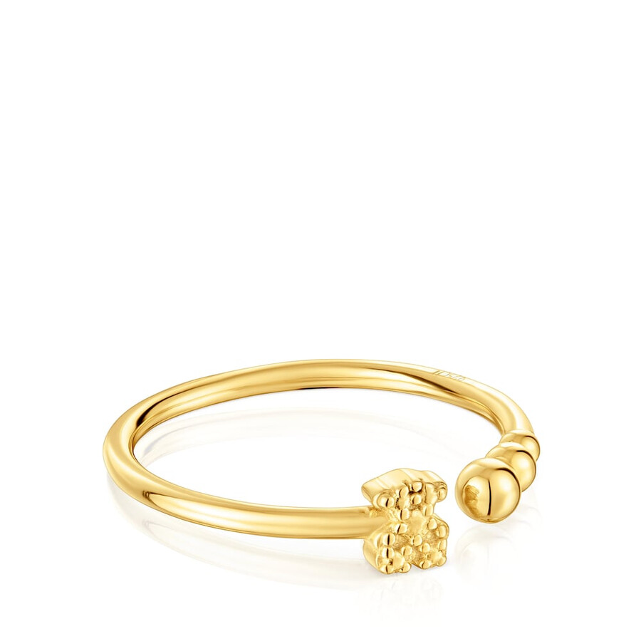 piccolo anello aperto con placcatura in oro 18kt su argento e motivi tous grain