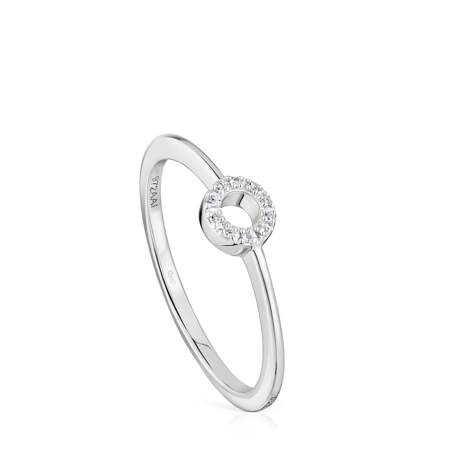 anello piccolo cerchio in oro bianco con diamanti tous grain