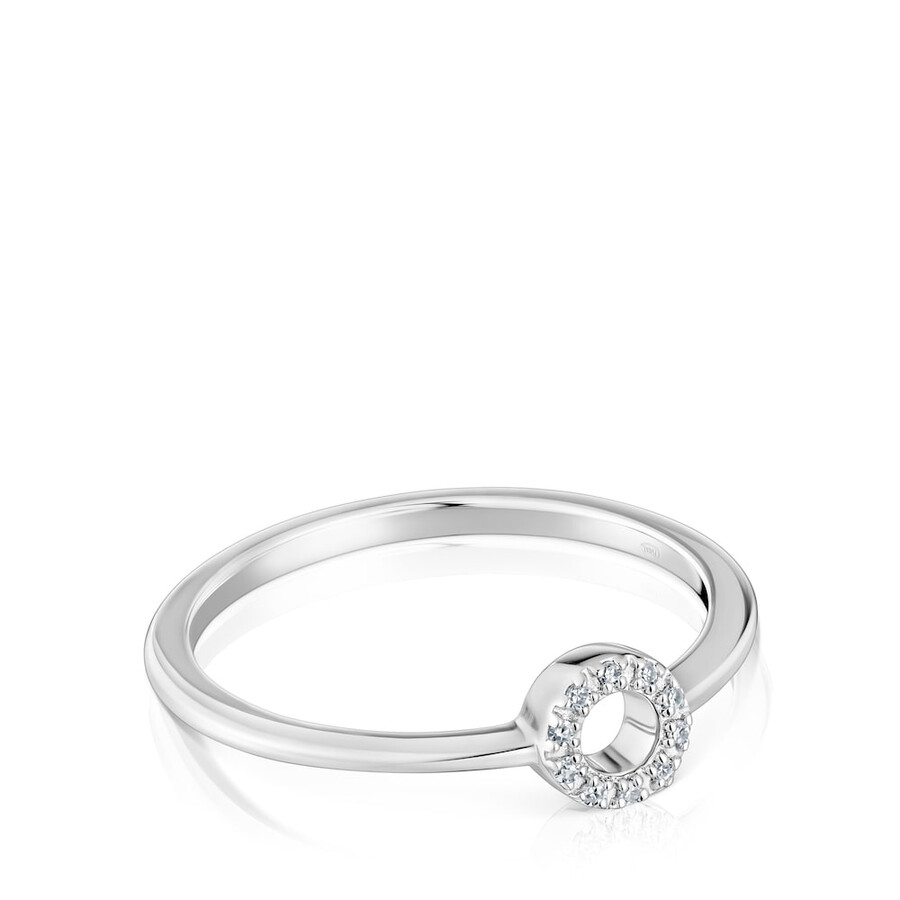 anello piccolo cerchio in oro bianco con diamanti tous grain