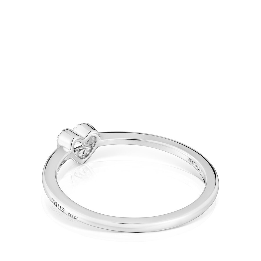 anello piccolo cuore in oro bianco con diamanti tous grain
