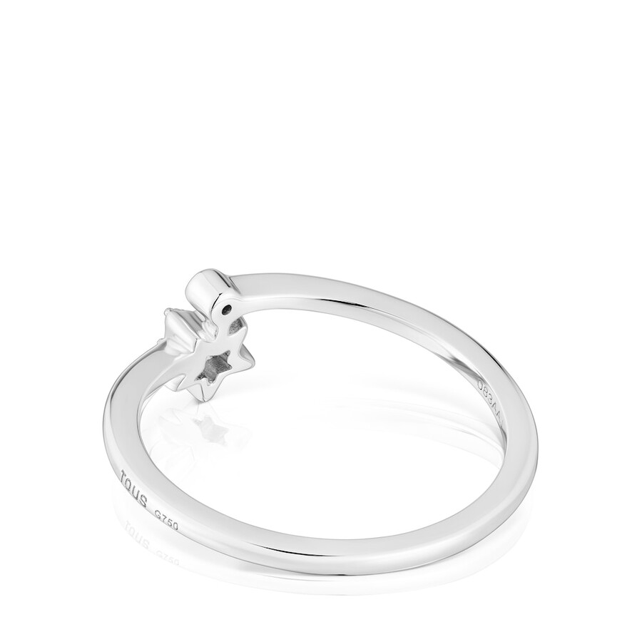 anello piccolo a forma di stella in oro bianco con diamanti tous grain