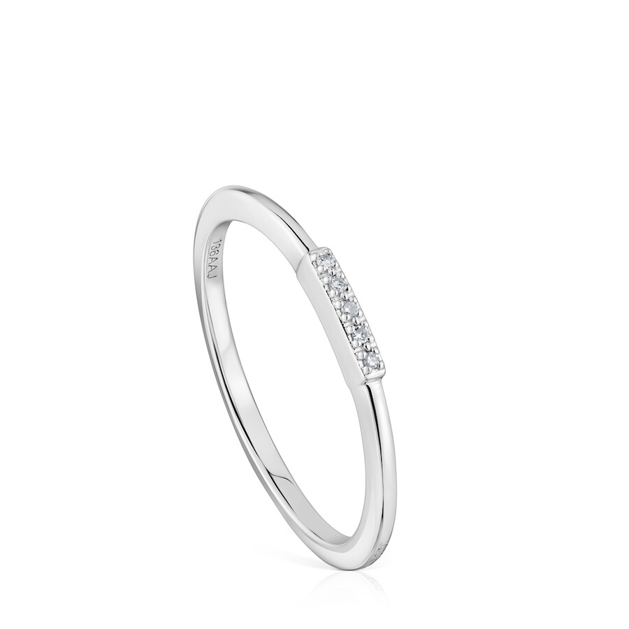 anello piccolo in oro bianco con diamanti tous grain