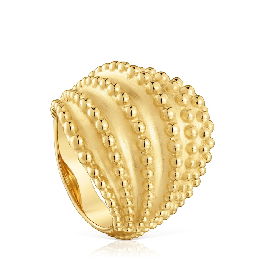 anello grande con placcatura in oro 18kt su argento tous grain