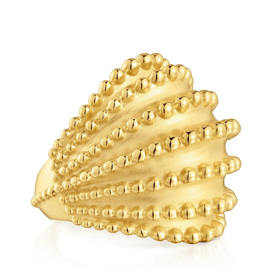 anello grande con placcatura in oro 18kt su argento tous grain