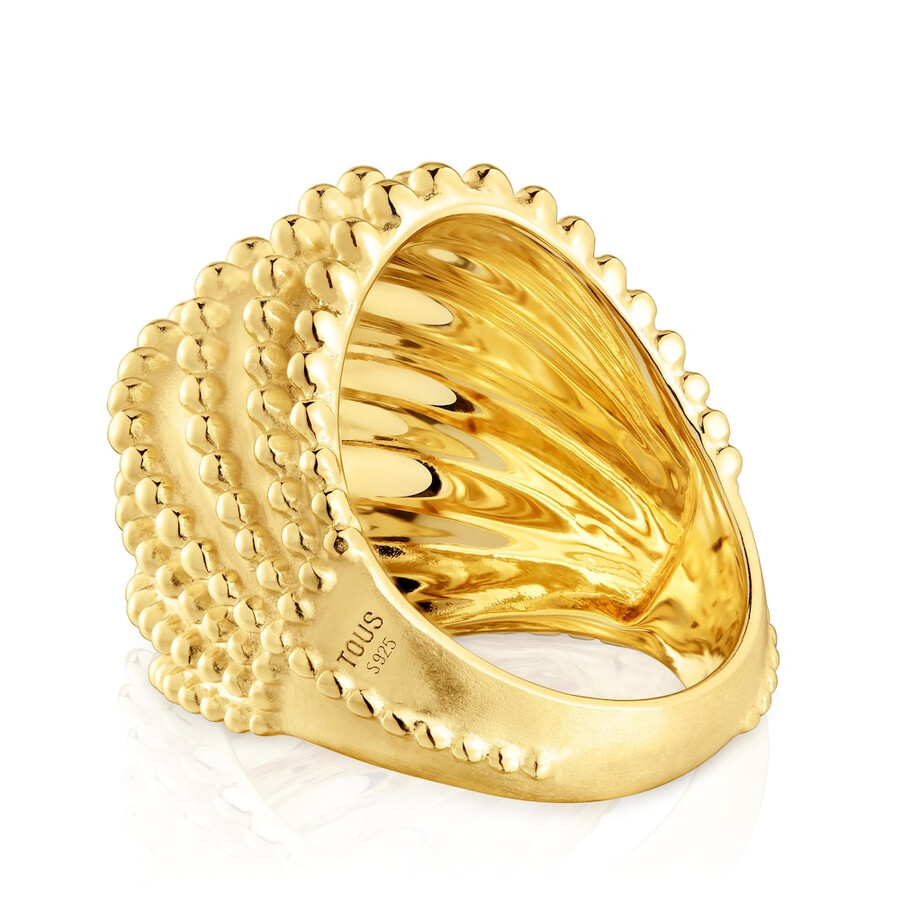 anello grande con placcatura in oro 18kt su argento tous grain