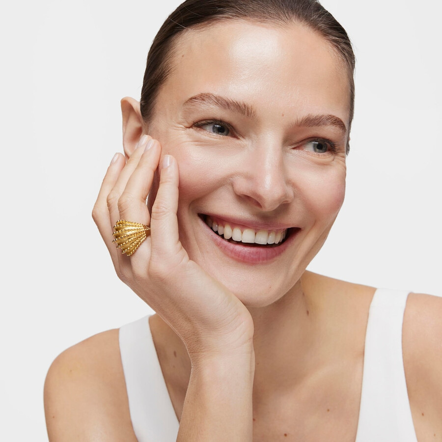 anello grande con placcatura in oro 18kt su argento tous grain