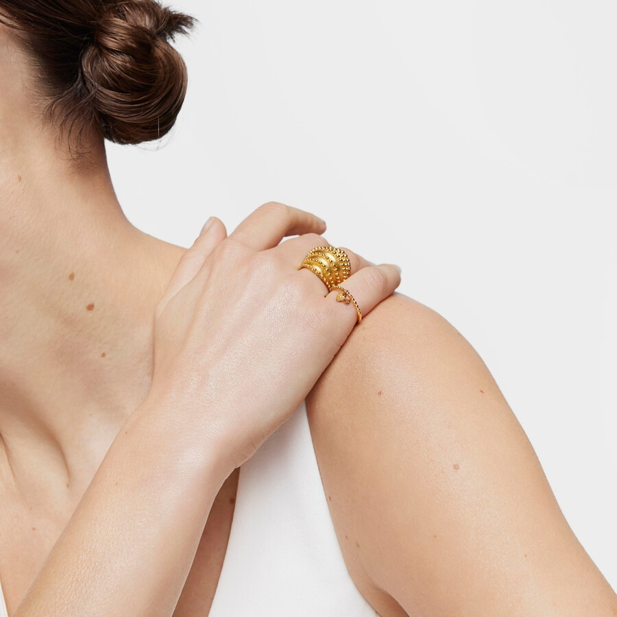 anello grande con placcatura in oro 18kt su argento tous grain