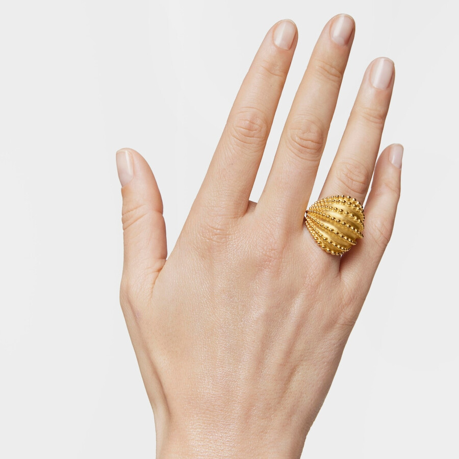 anello grande con placcatura in oro 18kt su argento tous grain