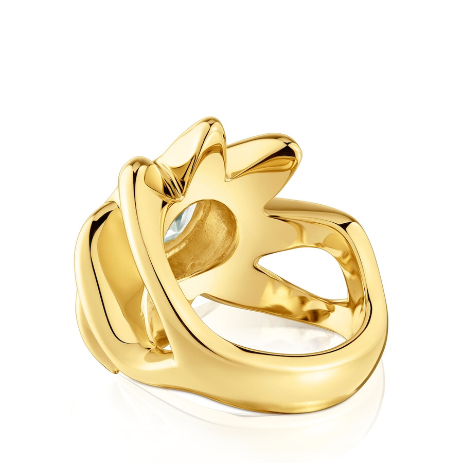 anello con sigillo placcato in oro 18kt su argento e prasiolite galia