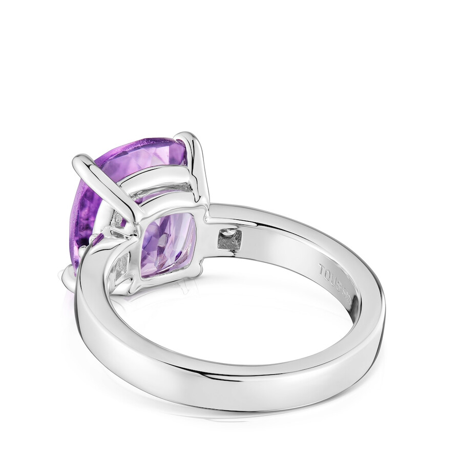 anello in argento basic colors con diamante e ametista