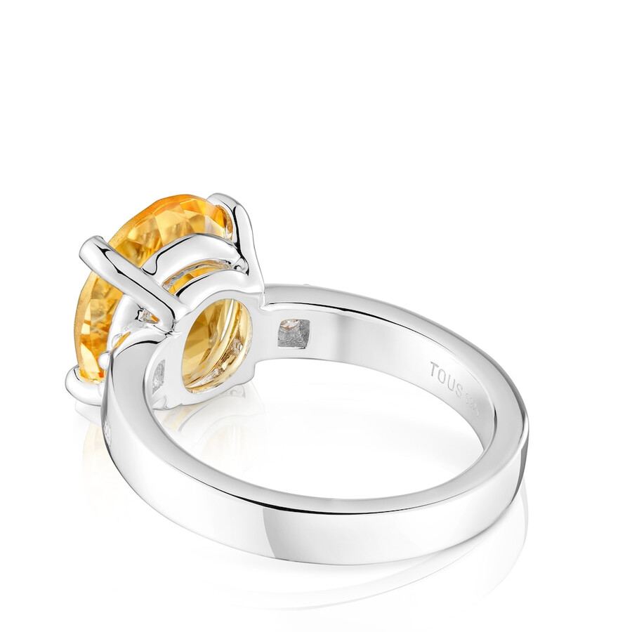 anello basic colors in argento con diamante e citrino
