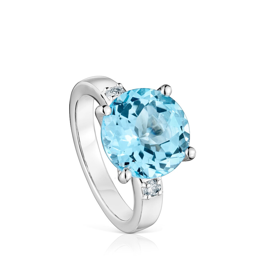 anello basic colors in argento con diamante e topazio