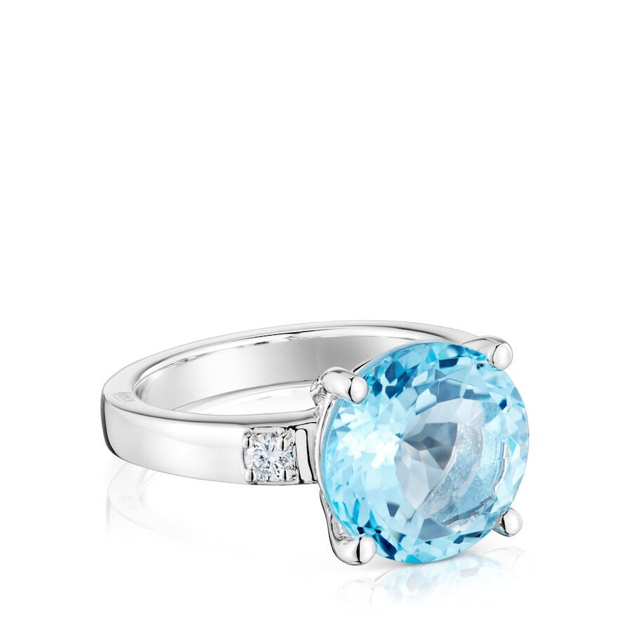 anello basic colors in argento con diamante e topazio
