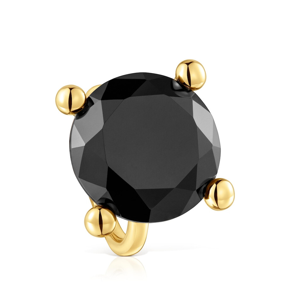grande anello placcato in oro 18kt su argento e onice colore nero