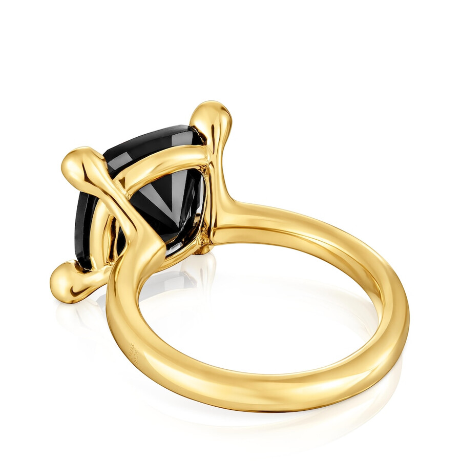 anello placcato in oro 18kt su argento e onice colore nero