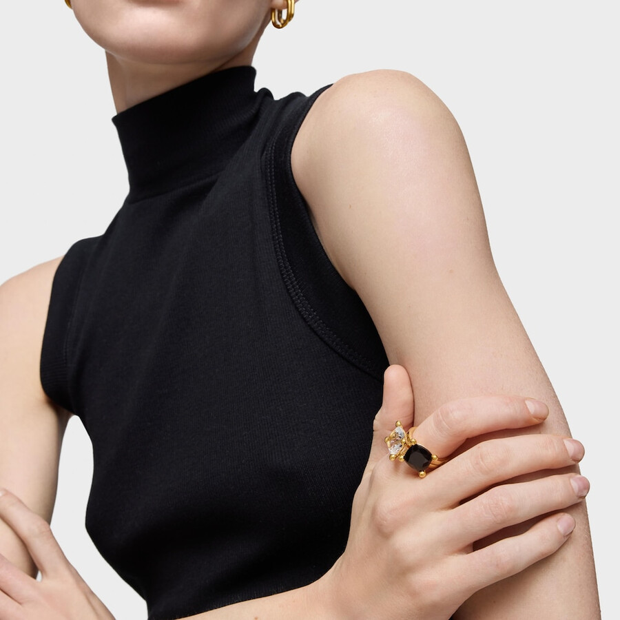 anello placcato in oro 18kt su argento e onice colore nero