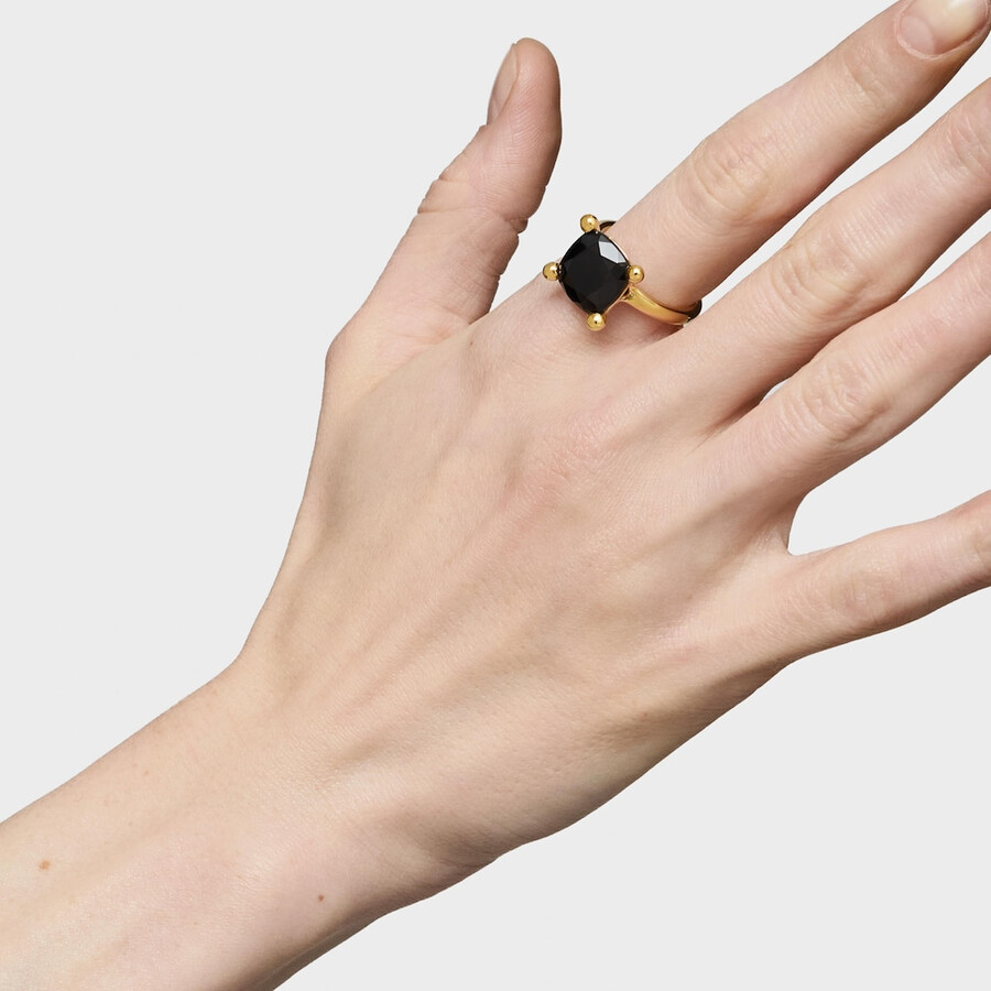anello placcato in oro 18kt su argento e onice colore nero