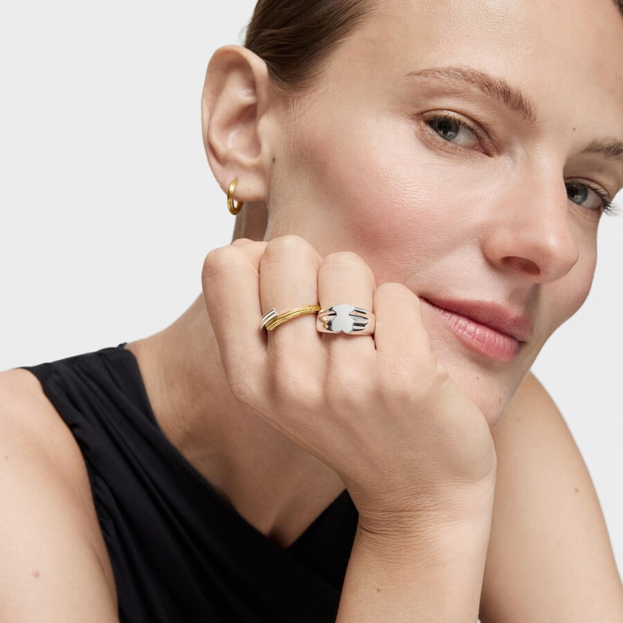 anello bicolore medio con motivi a forma di orso tous 1950