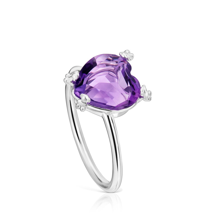 anello in argento con pillole di colore ametista