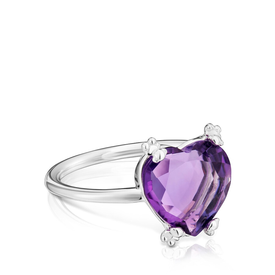 anello in argento con pillole di colore ametista