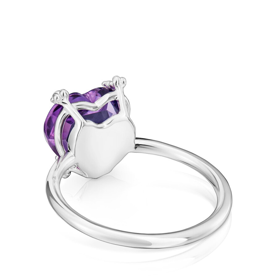 anello in argento con pillole di colore ametista