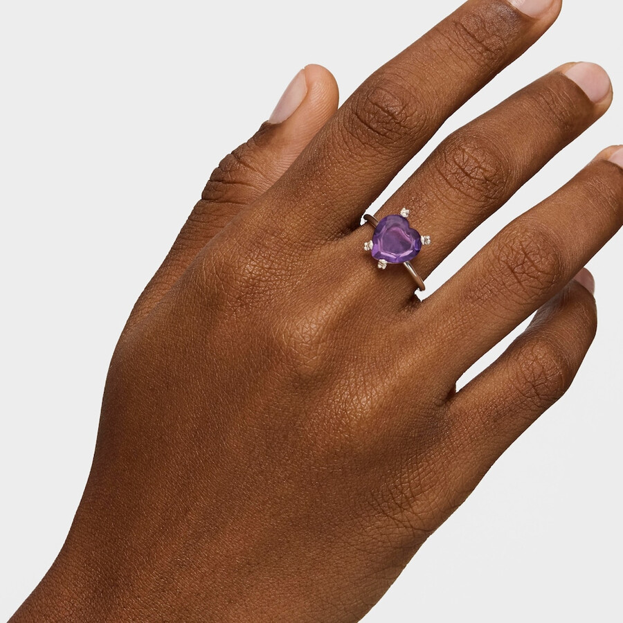 anello in argento con pillole di colore ametista