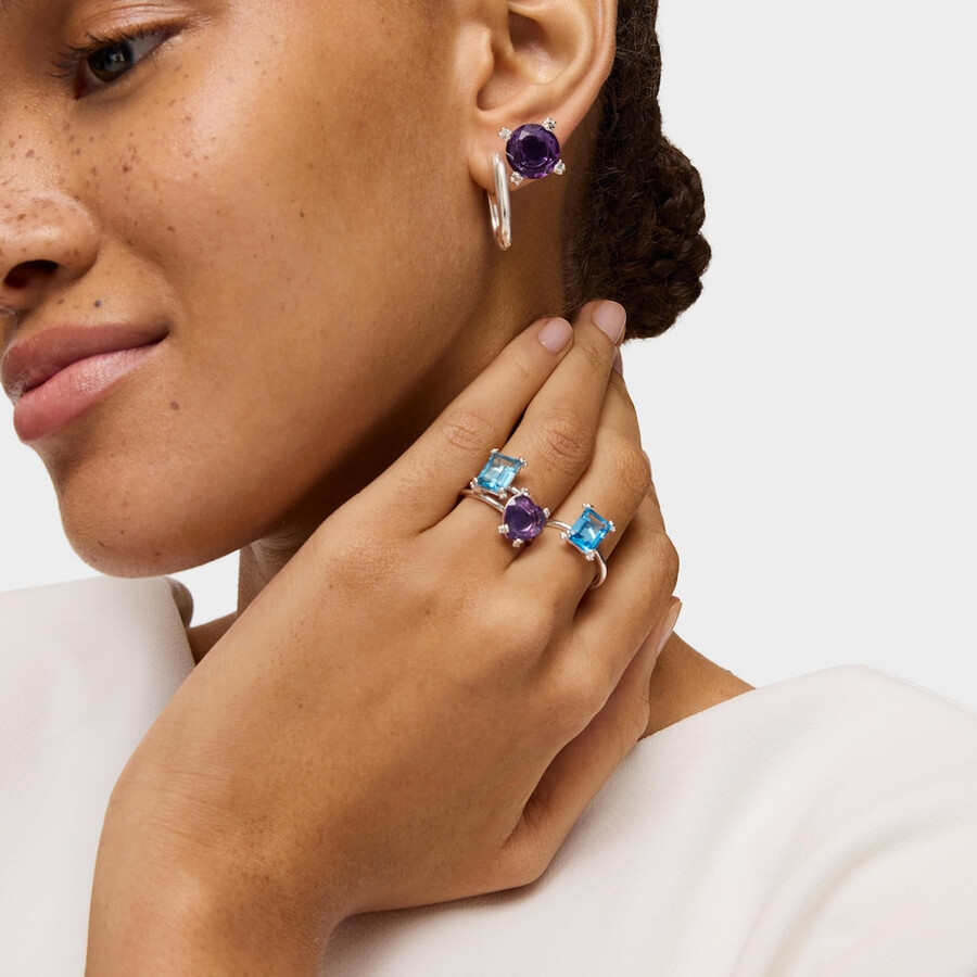anello in argento con topazio pillole di colore