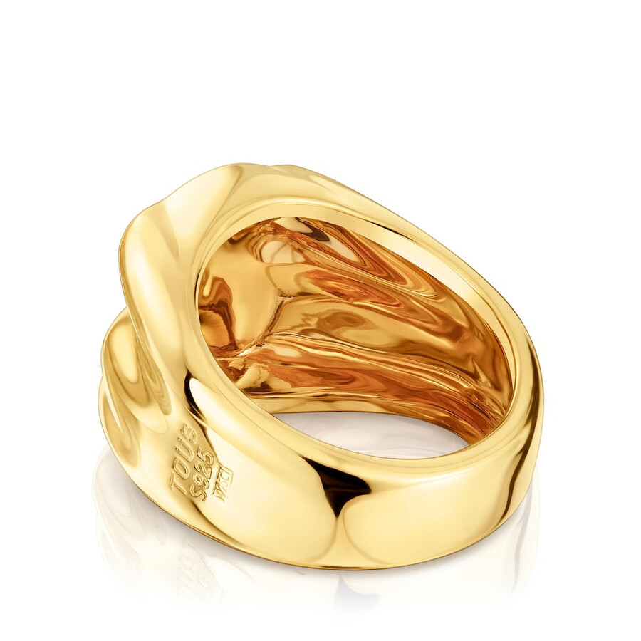 anello con sigillo a forma di orso da 15 mm con placcatura in oro 18 kt su argento sweet dolls