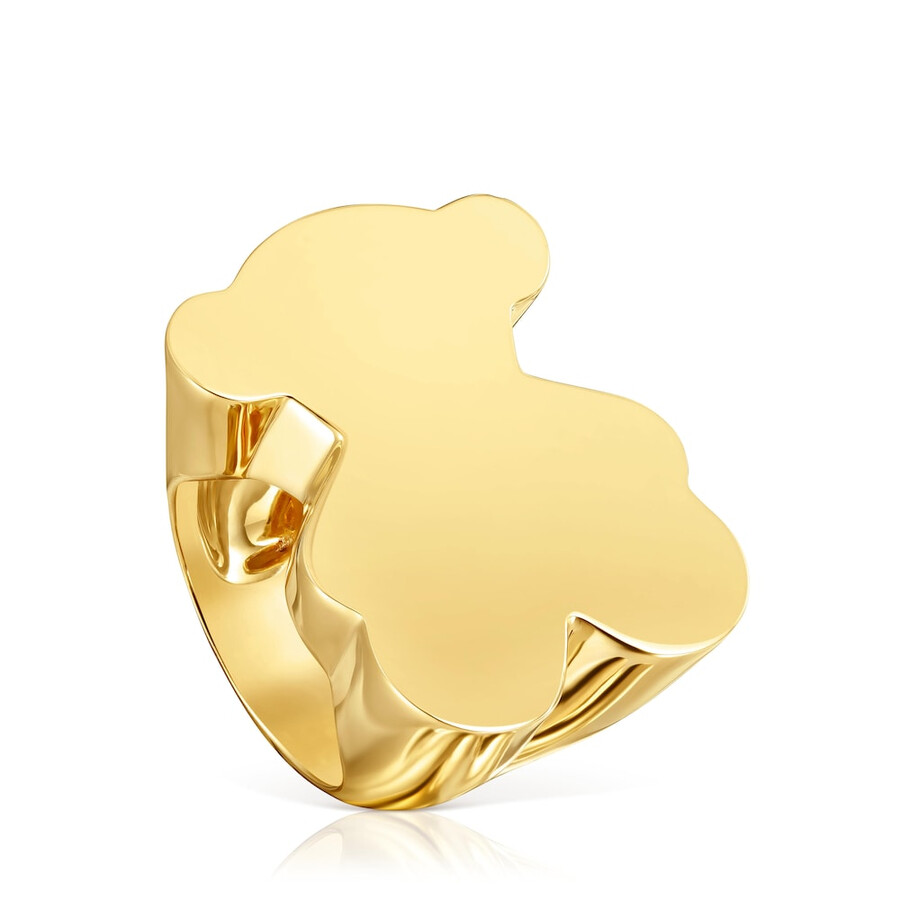 anello con sigillo a forma di orso da 30 mm con placcatura in oro 18 kt su argento sweet dolls