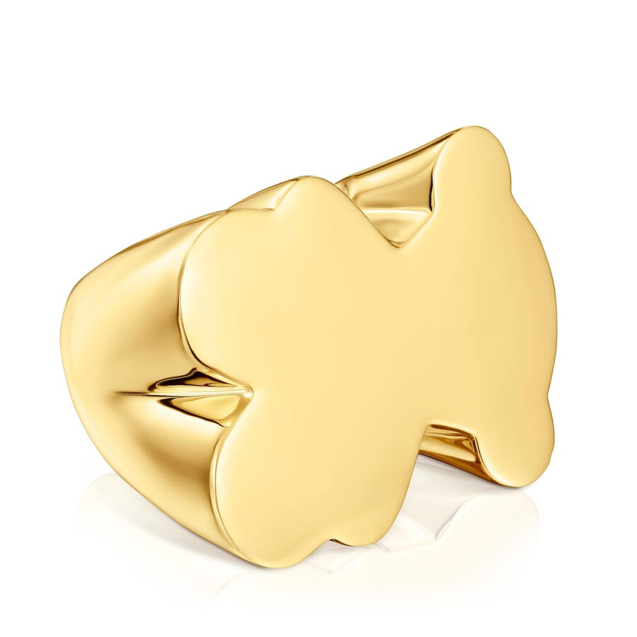 anello con sigillo a forma di orso da 30 mm con placcatura in oro 18 kt su argento sweet dolls