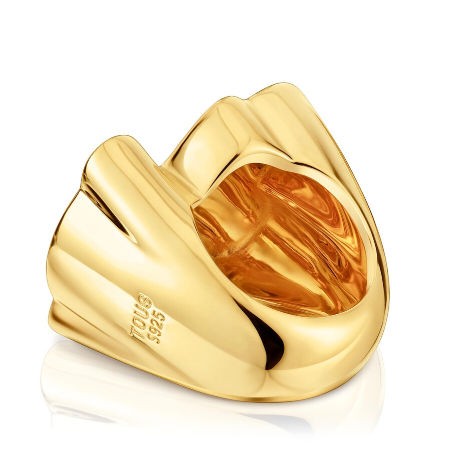 anello con sigillo a forma di orso da 30 mm con placcatura in oro 18 kt su argento sweet dolls