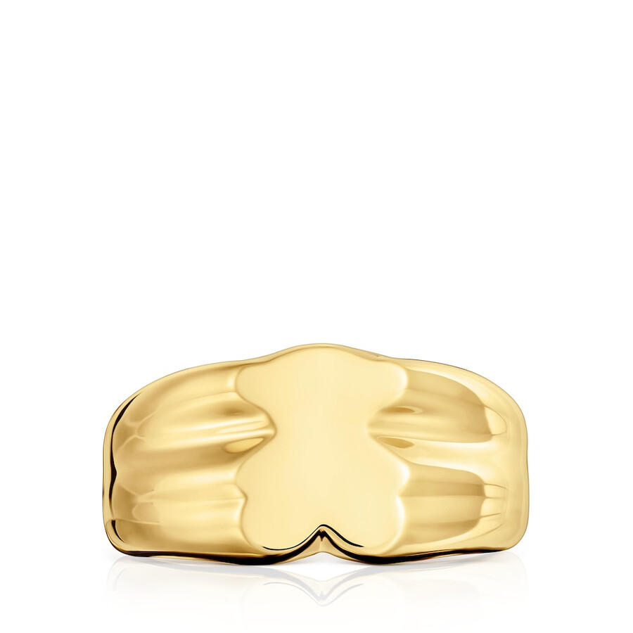 anello con sigillo a forma di orso da 10 mm con placcatura in oro 18 kt su argento sweet dolls