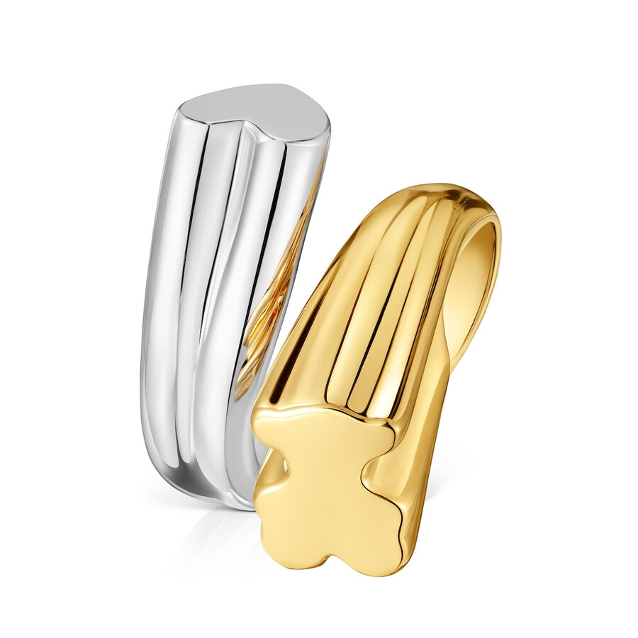 anello bicolore medio con motivi di orso e cuore tous 1950