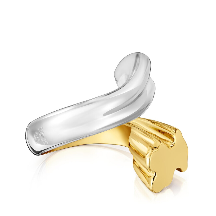 anello bicolore medio con motivi di orso e cuore tous 1950