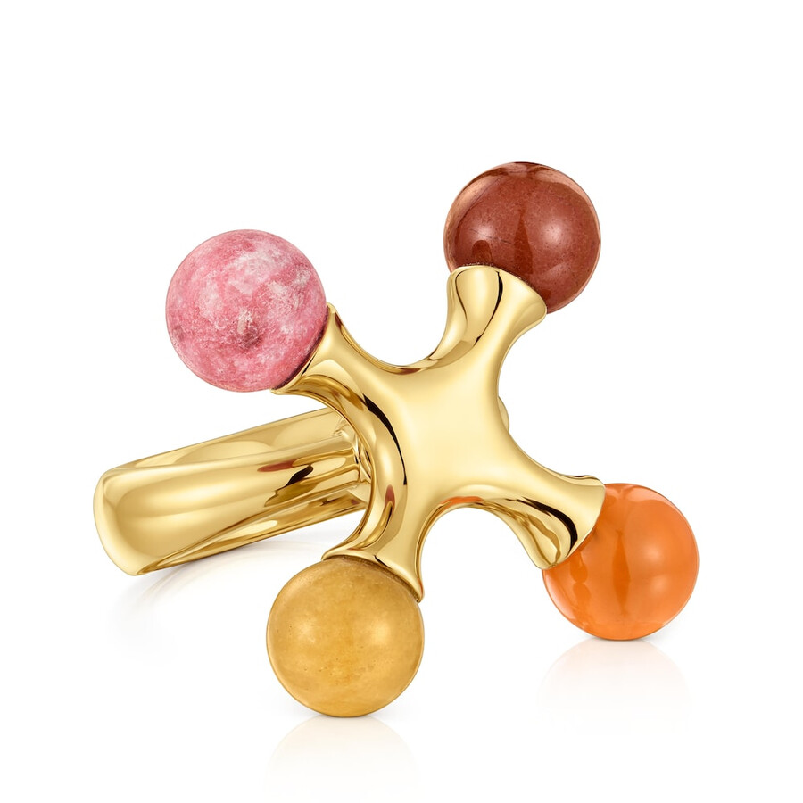 anello placcato oro 18kt su argento con pietre preziose tous x lea colombo