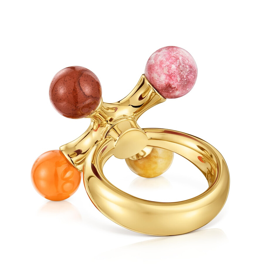 anello placcato oro 18kt su argento con pietre preziose tous x lea colombo