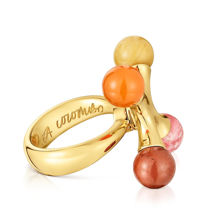 anello placcato oro 18kt su argento con pietre preziose tous x lea colombo