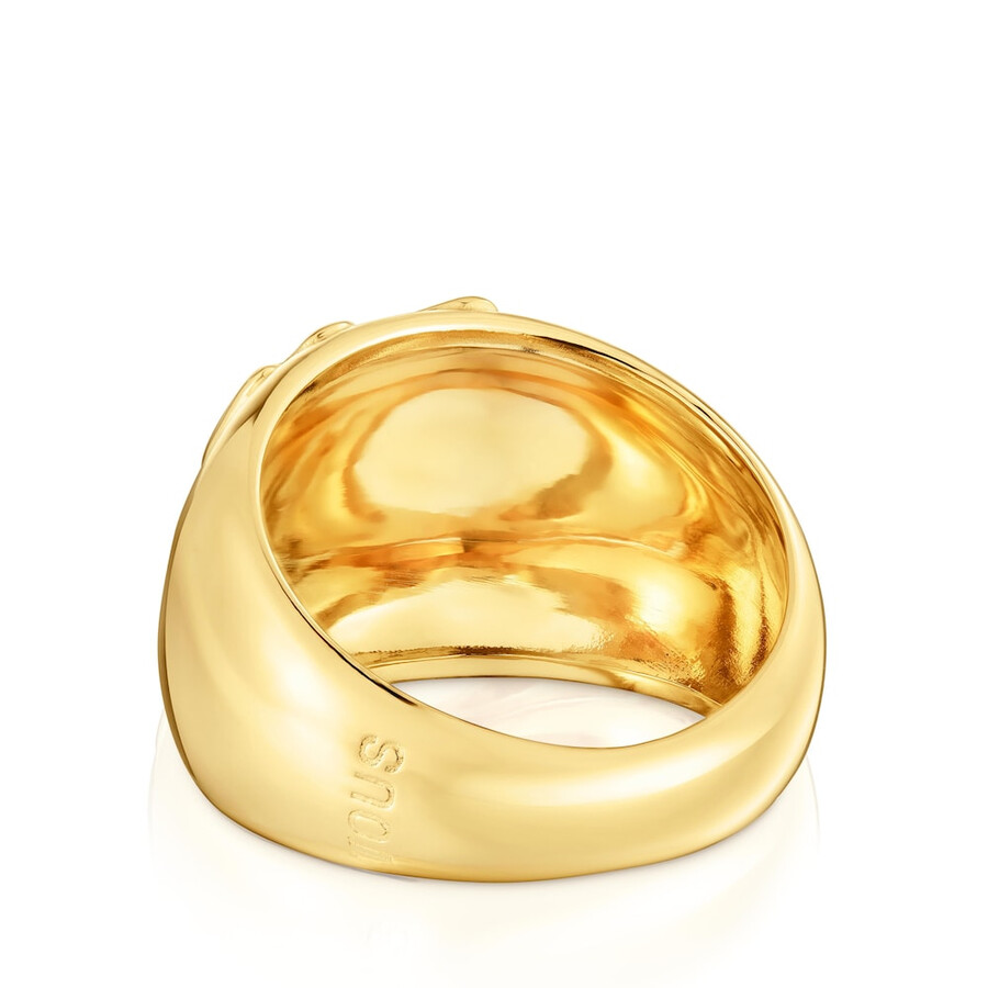 anello con sigillo in argento placcato in oro 18kt con motivo yagrumo