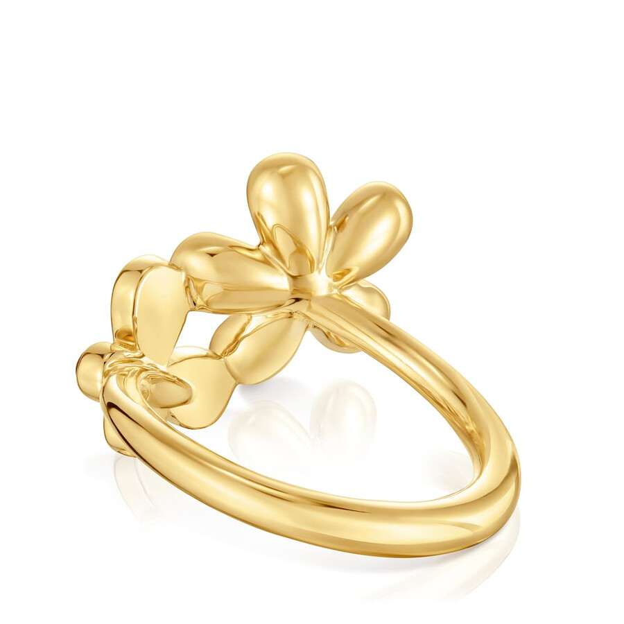 anello con placcatura in oro 18kt su argento e ametista daisy
