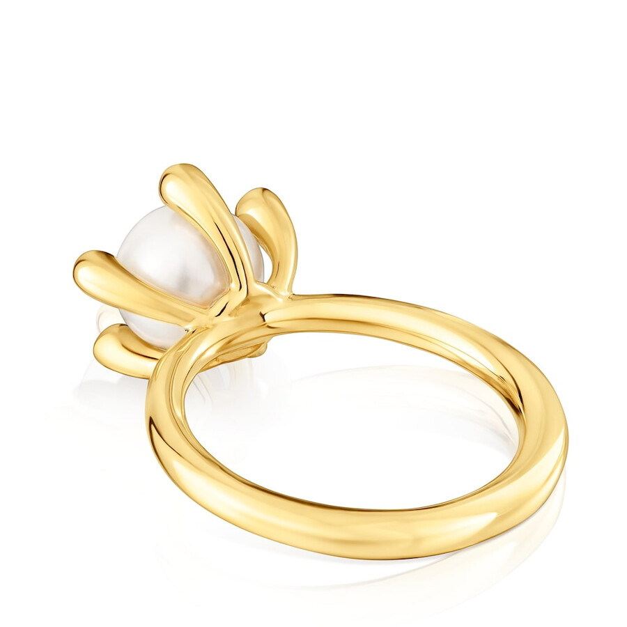 anello placcato oro 18kt su argento con perla coltivata tous garden