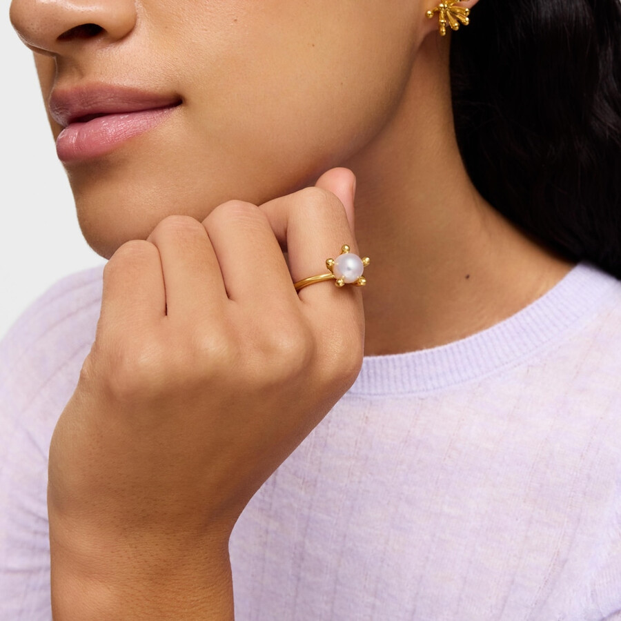 anello placcato oro 18kt su argento con perla coltivata tous garden