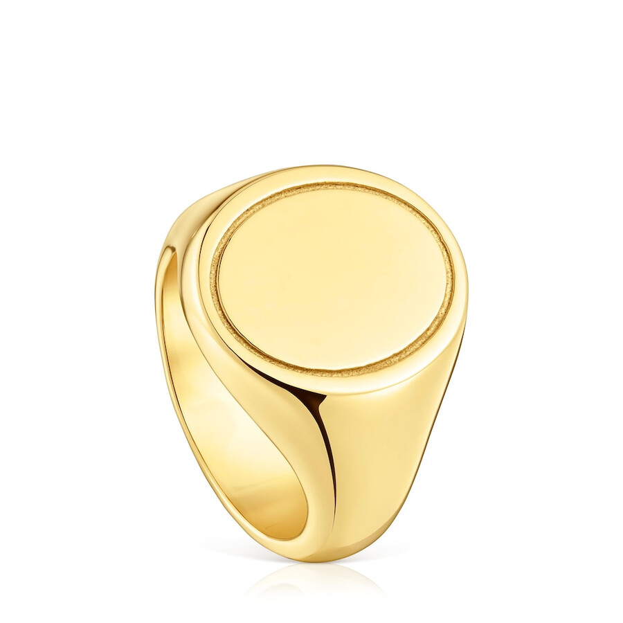 anello con sigillo tous basics da 16 mm placcato oro 18kt su argento