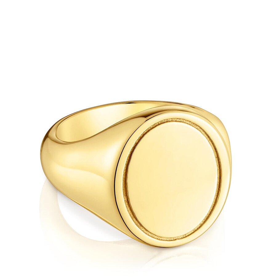 anello con sigillo tous basics da 16 mm placcato oro 18kt su argento