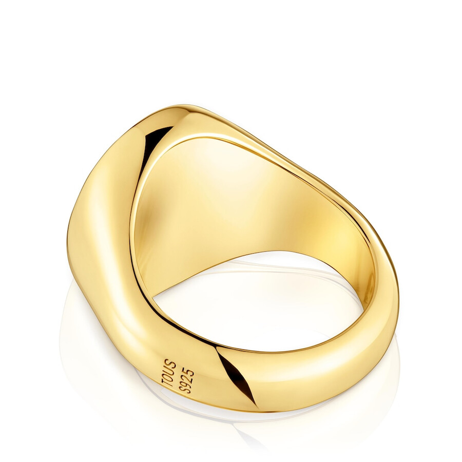 anello con sigillo tous basics da 16 mm placcato oro 18kt su argento