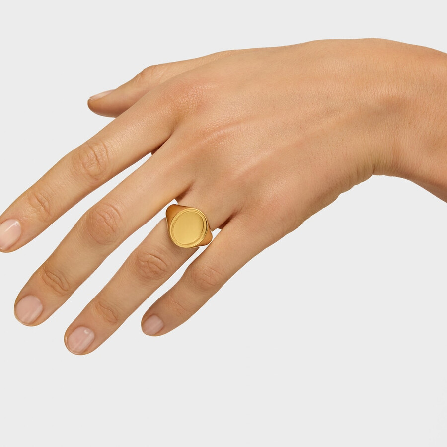 anello con sigillo tous basics da 16 mm placcato oro 18kt su argento