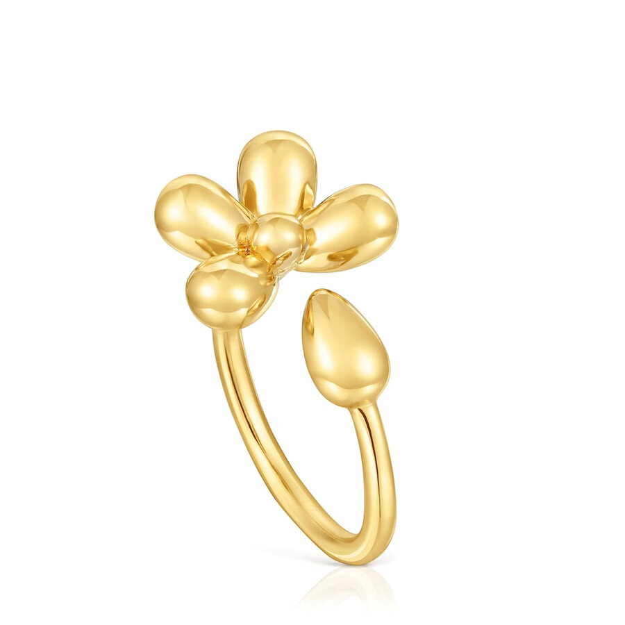 anello aperto con placcatura in oro 18kt su margherita in argento