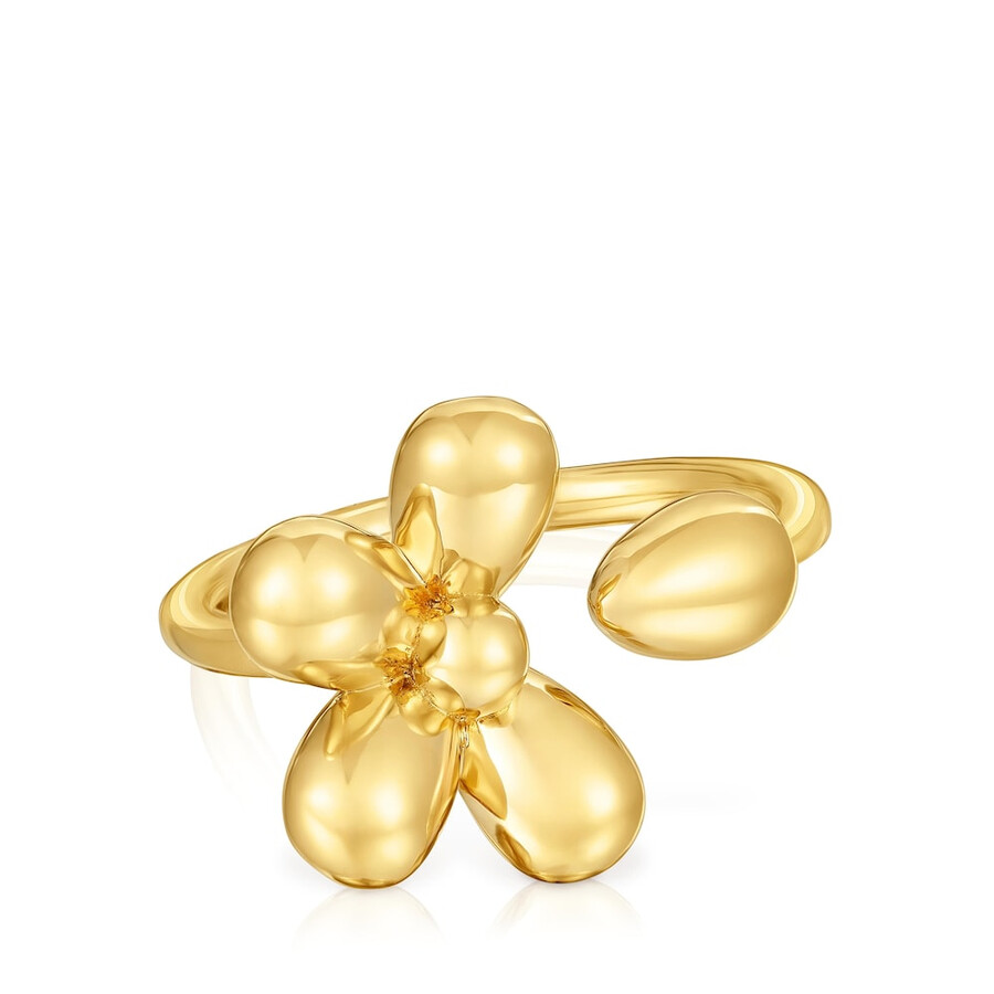 anello aperto con placcatura in oro 18kt su margherita in argento