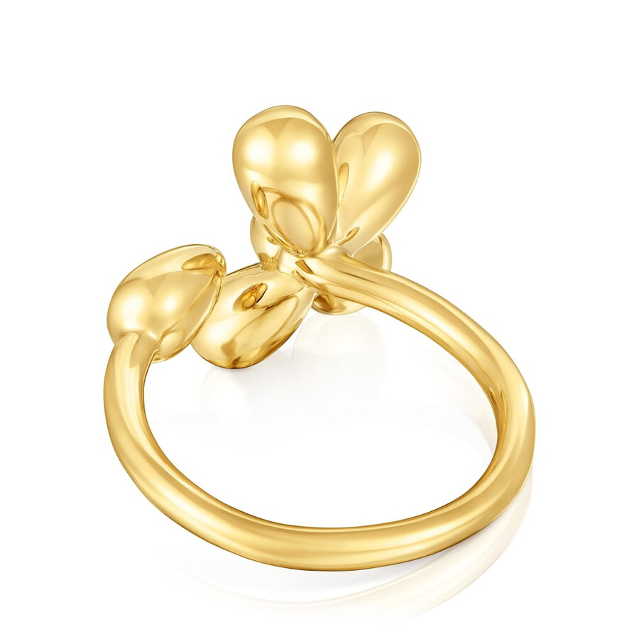 anello aperto con placcatura in oro 18kt su margherita in argento