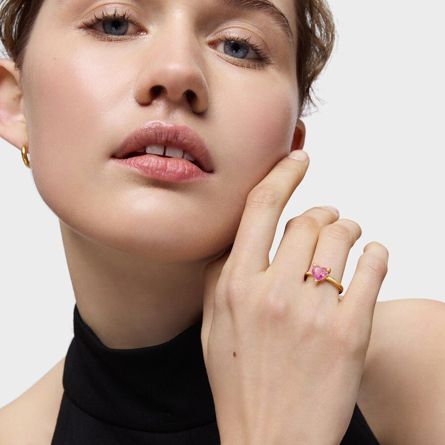 anello placcato in oro 18 carati su argento con zaffiro coltivato in laboratorio garden of love lgg